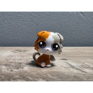 Hasbro Littlest Pet Shop Scottish Fold Cat Orange Tan White Purple Eyes G7